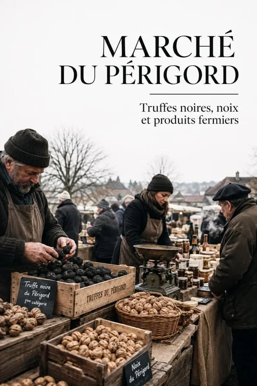 Spécialité périgord : marché de truffes noires et produits du terroir en Dordogne