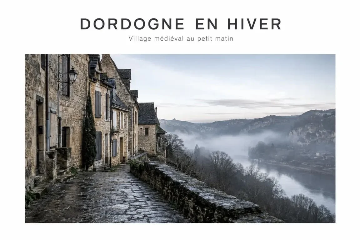 Tourisme dordogne hiver : ruelles médiévales de Sarlat dans la brume